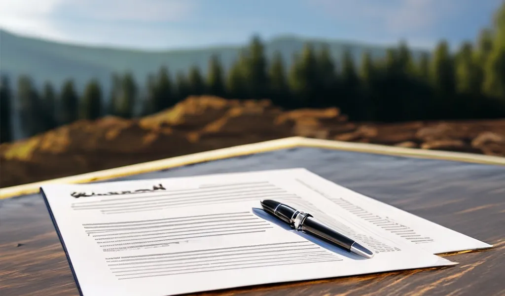 Legal documents on a table with a scenic view