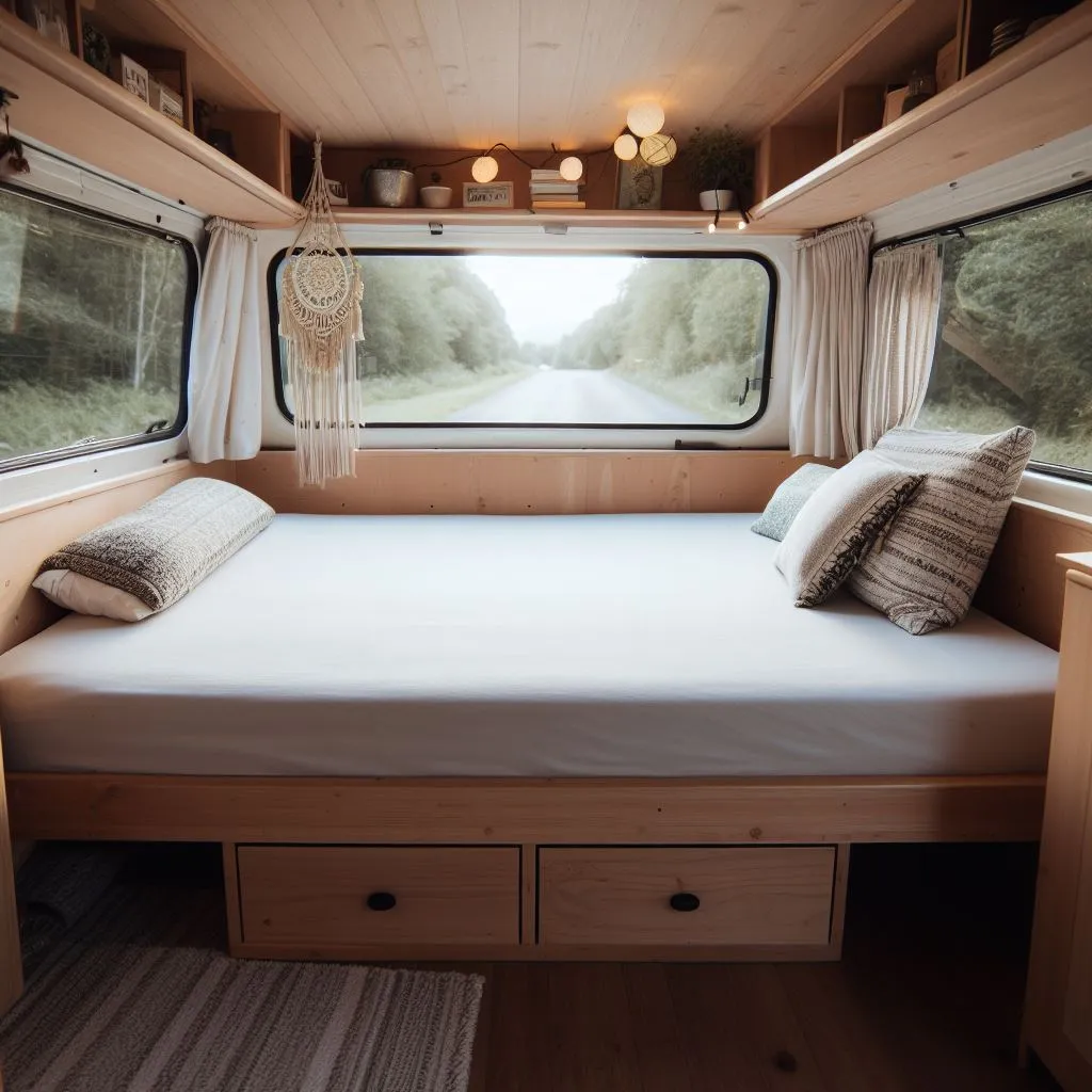 Fixed platform bed campervan