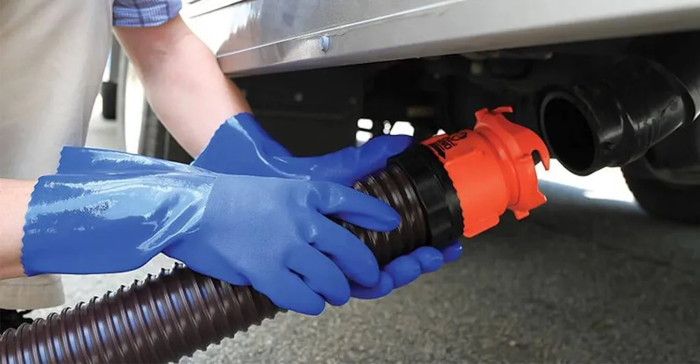 Emptying a black water tank on a campervan
